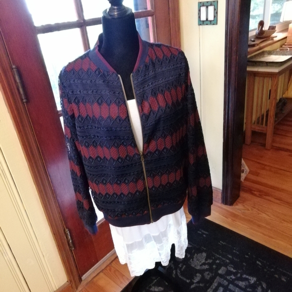 Trina Turk Luxury Lace Bomber Jacket, XL - Picture 9 of 11